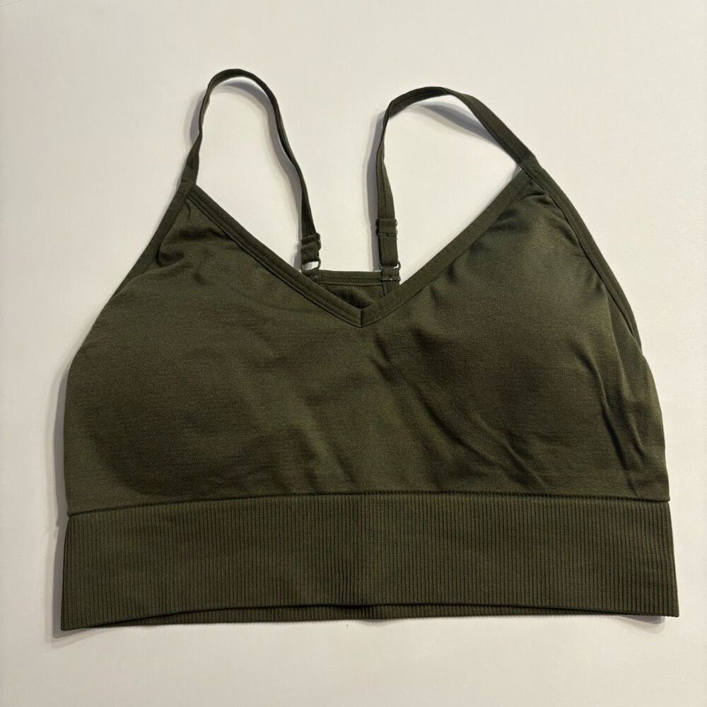 Victoria’s Secret Pink Olive Green Seamless Workout Tights and Sports Bra M/L - Picture 9 of 12